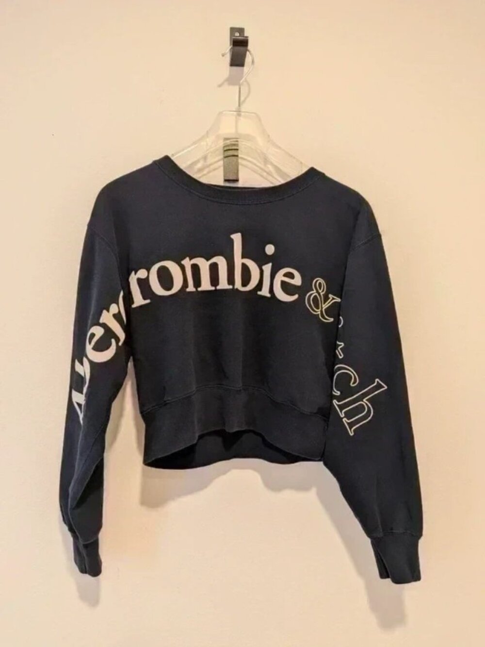 Women's Cropped Navy Blue Logo Sweatshirt Size S